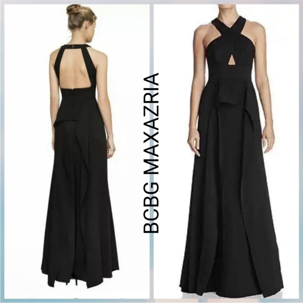 BCBGMaxAzria Black Backless Gown